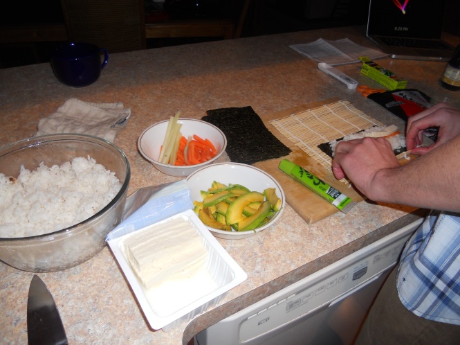 Makin' sushi for dinner!!! Special thanks to my mom for giving Cam a kit for Christmas!